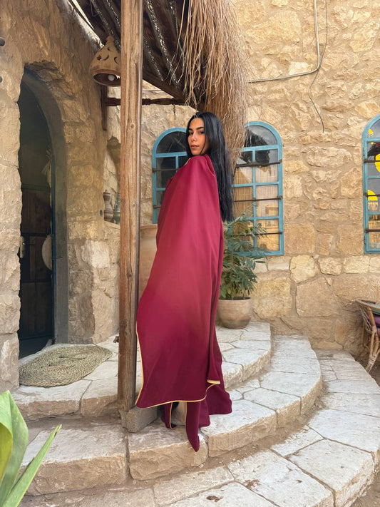 Scarf Abaya - Burgundy