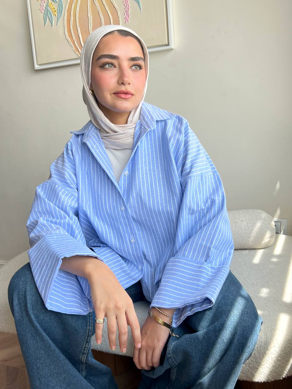قميص مخطط - أزرق فاتح