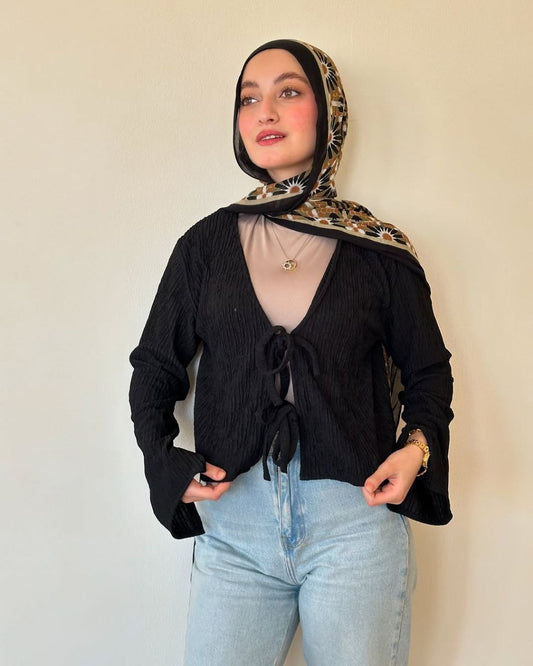Crinkle Blouse - Black
