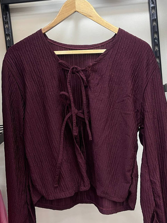 Crinkle Blouse - Burgundy