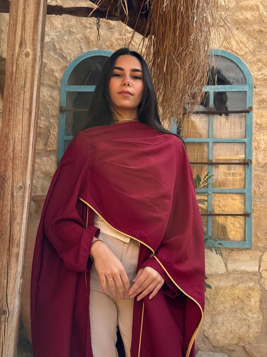 Scarf Abaya - Burgundy